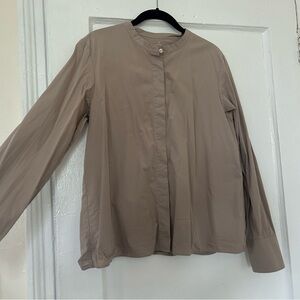 Muji Hidden Button Button-up Collarless Top